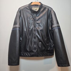 Vintage 72 Bomber Jacket Faux Leather Motorcycle Men's